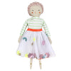 Meri Meri Fabric Doll Children's Classic Toy matilda white skirt light green white striped shirt pink hair 