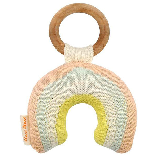 Meri Meri Knitted Organic Cotton Rainbow Infant Baby Rattle Toy 