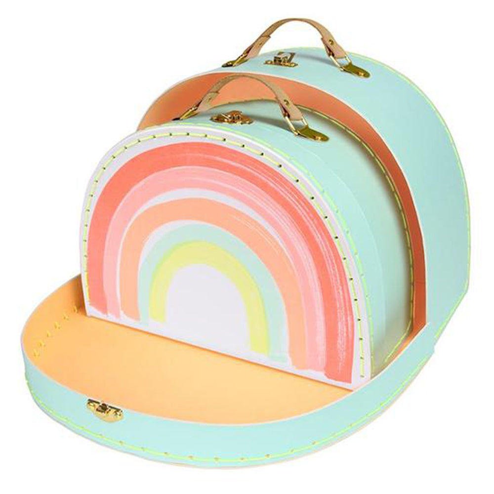 Meri Meri Children's Pretend Play Cardboard Suitcase Luggage Set rainbow multicolored 2 pack 