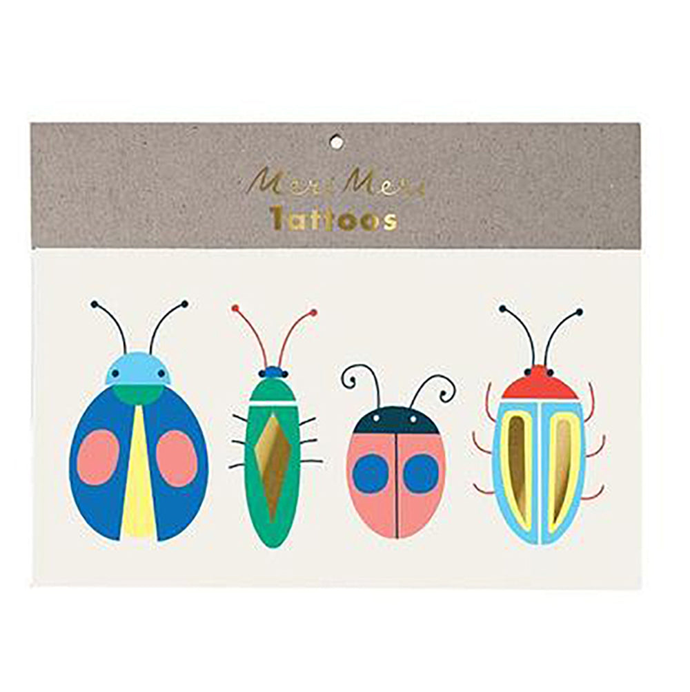 Meri Meri Temporary Tattoos for Children bugs metallic multicolored