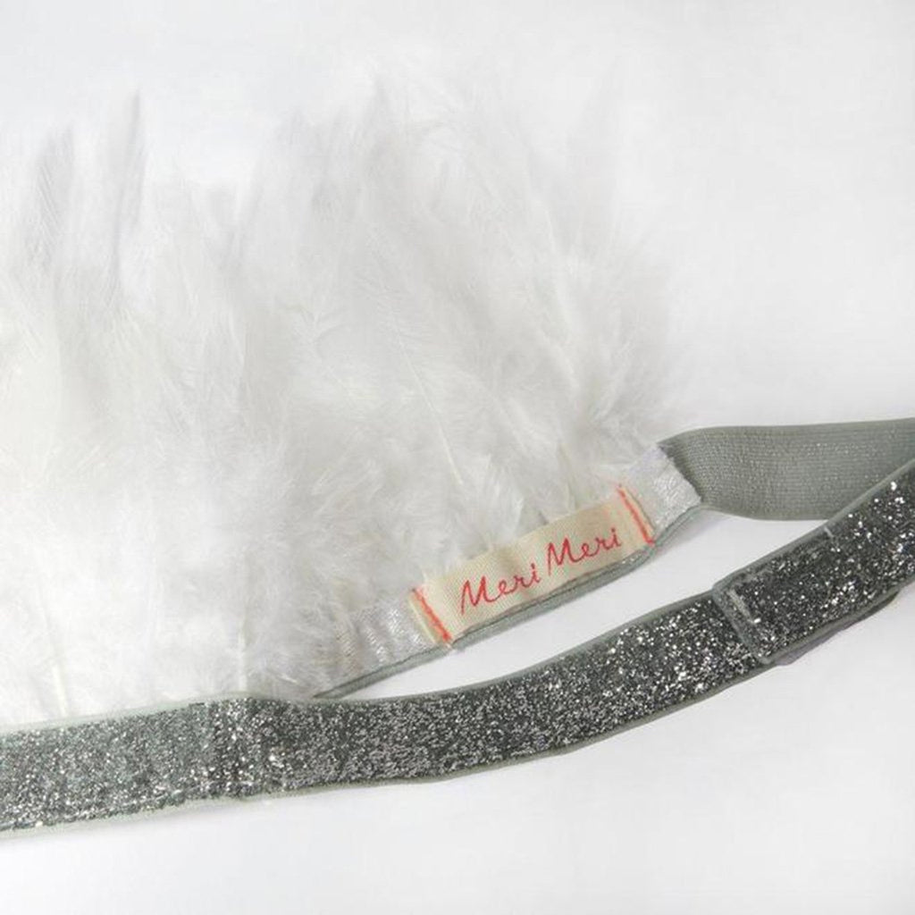 lifestyle_2, Meri Meri White Feather Crown Children's Pretend Play Costume Kit Set silver metalic band