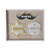Meri Meri Natural Cotton Canvas & Felt Embroidered Brooch Set sheriff badge mustache