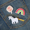 lifestyle_1, Meri Meri Natural Cotton Canvas & Felt Embroidered Brooch Set unicorn rainbow keep it real bubble