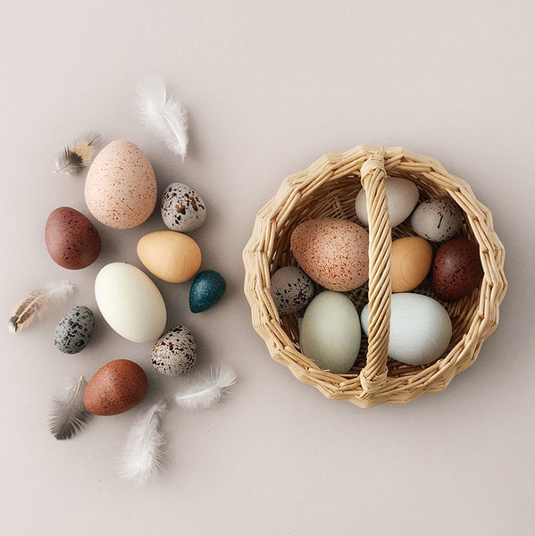 Moon Picnic Wooden Egg Basket Set Children's Pretend Play Toy