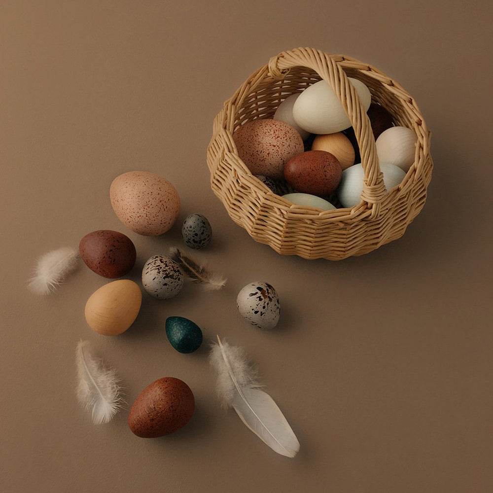 Moon Picnic wooden egg basket toy food