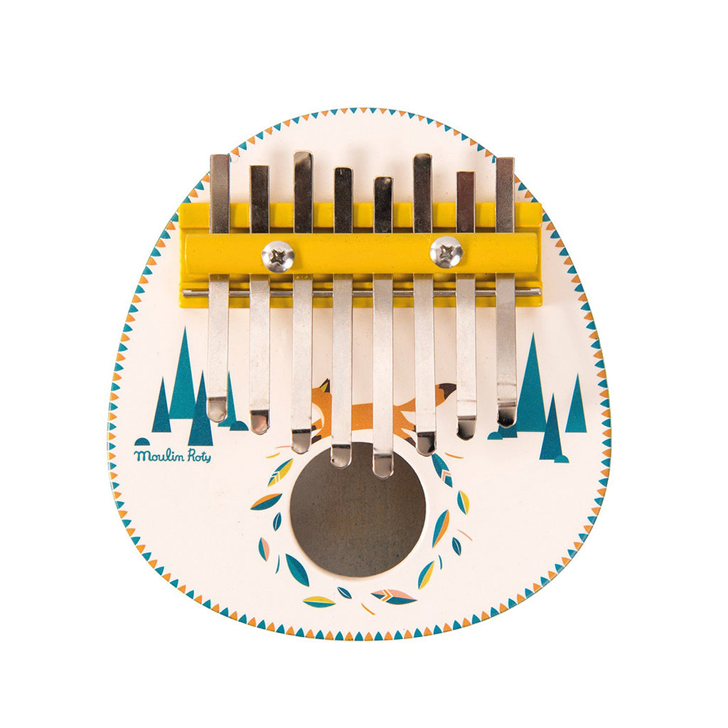 Moulin Roty Le Voyage d'Olga Kalimba Children's Wooden Musical Toy white, yellow and blue