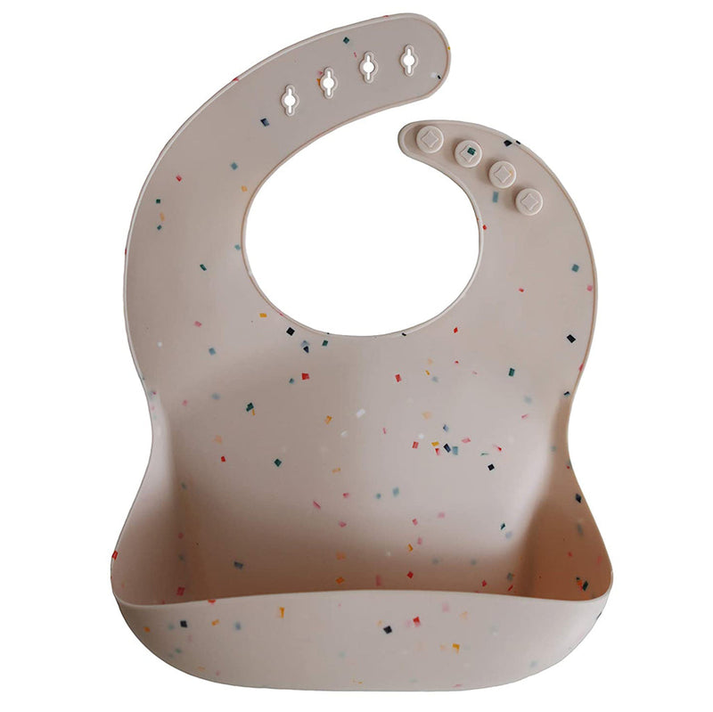 Mushie Vanilla Confetti Silicone Bib Stylish and practical silicone bib with a confetti design for babies