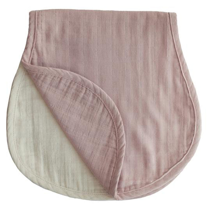 Blush/Fog Mushie burping cloths perfect for mess-free feedings