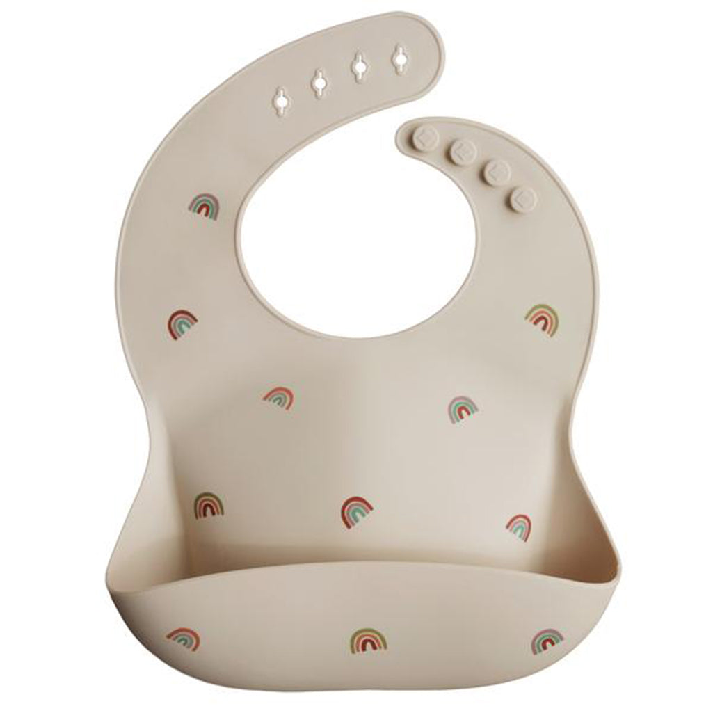 Mushie Rainbows Cute rainbow-themed silicone bib for babies to brighten up mealtime