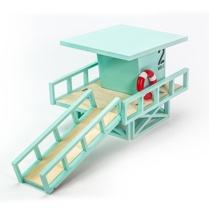 Candylab Toys Blue Malibu Beach Lifeguard Wooden Playset, designed for creative beach rescue adventures