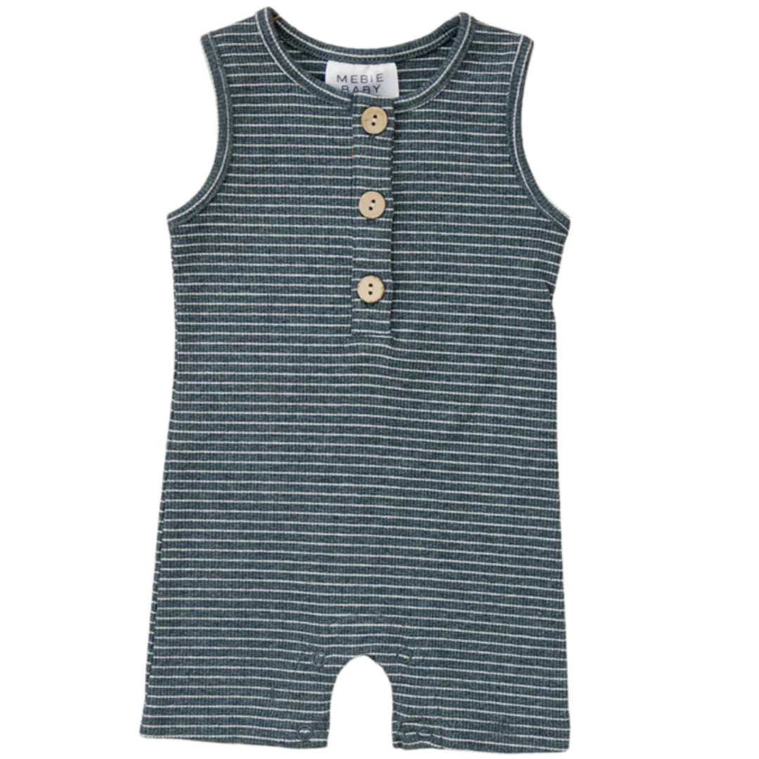 Mebie Baby striped button romper for infants