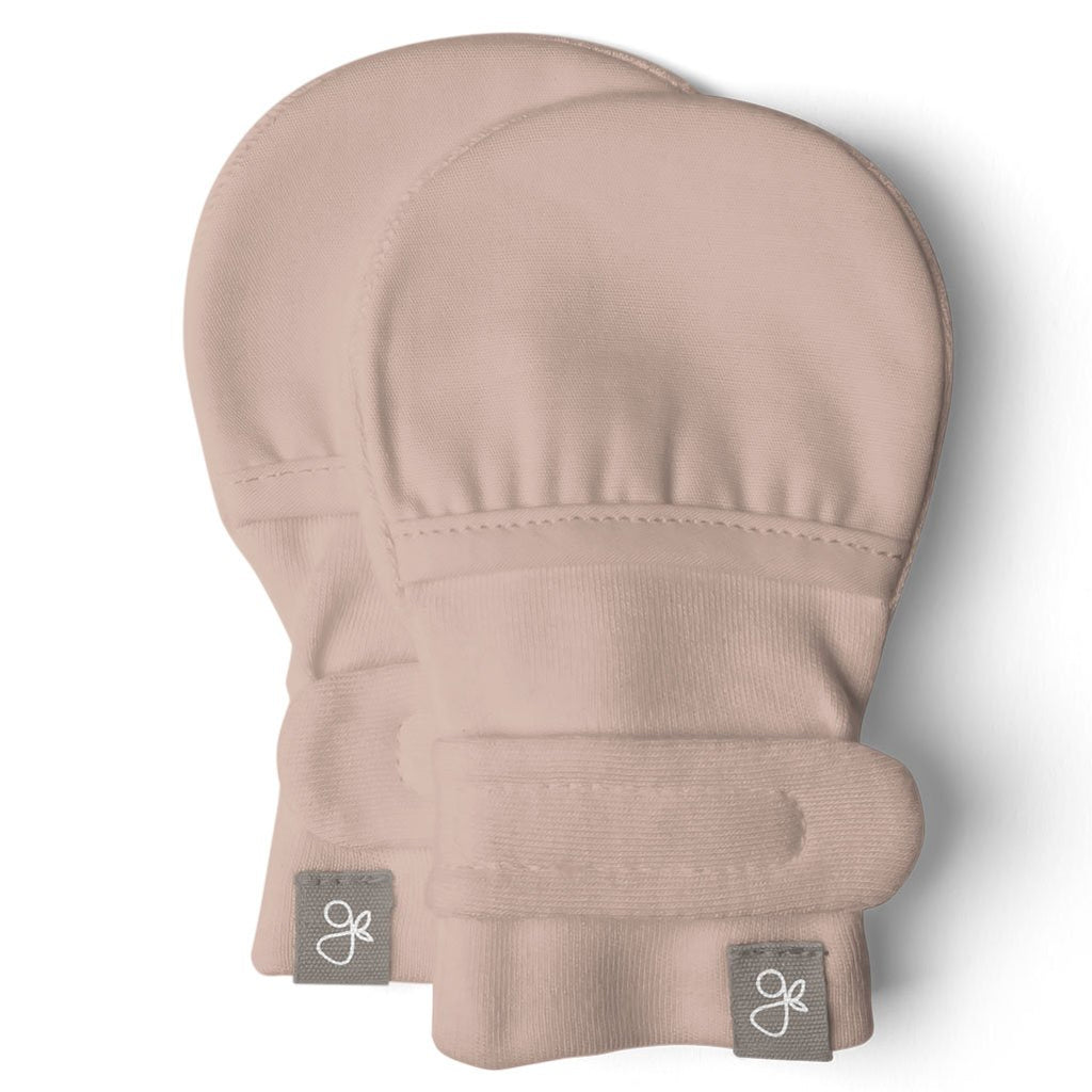 GoumiKids Infant Baby Organic Two-Closure Stay On Mitts beige rose pink dusty 
