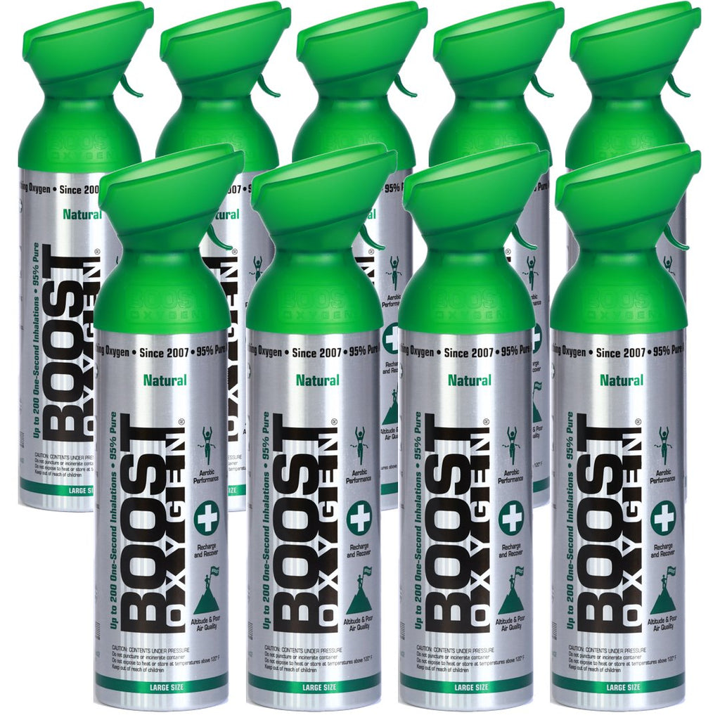 Boost Oxygen Natural 10 Liter Pure Oxygen Natural Respiratory Support 9 pack 