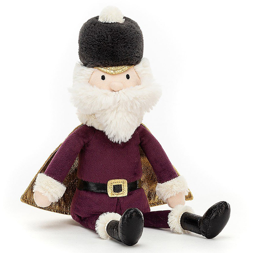 Jellycat Nutcracker King Stuffed Animal Toy Christmas maroon outfit golden cape