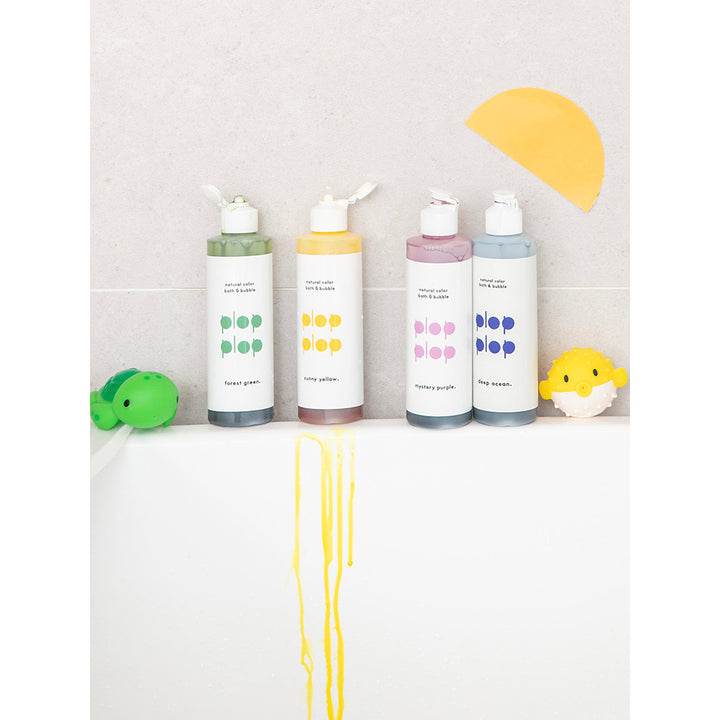Nahthing Project Sunny Yellow Bubble toddler bath toys that encourage sensory play and fun in the bath.