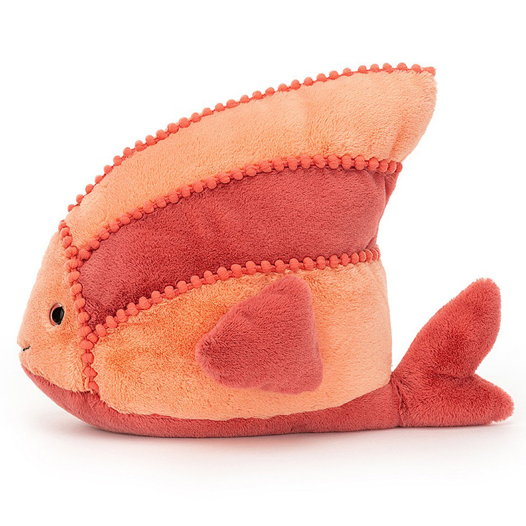 lifestyle_1, Jellycat Neo Fish Children's Stuffed Animal Toy bright orange red side