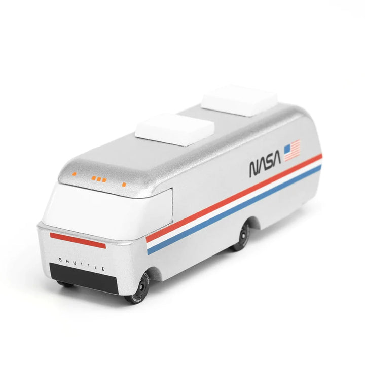 A Candylab NASA Astrovan wooden toy vehicle, perfect for pretend space missions and exploration.
