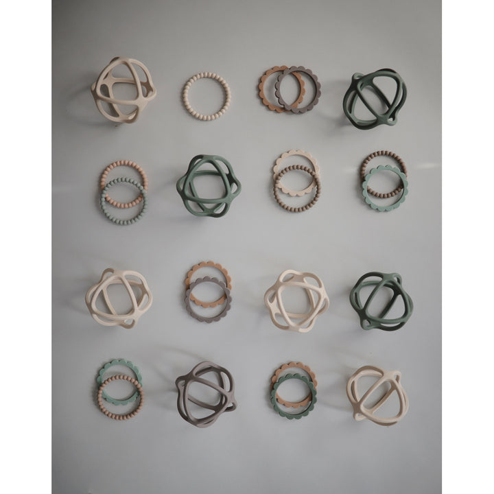 Mushie teething toys designed to support healthy gum development and relieve discomfort