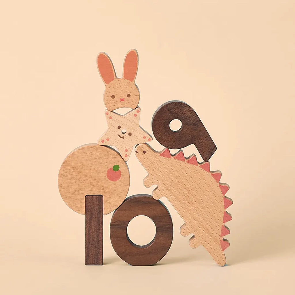 oioiooi Wooden Numbers Block Set Children's Early Learning Toy