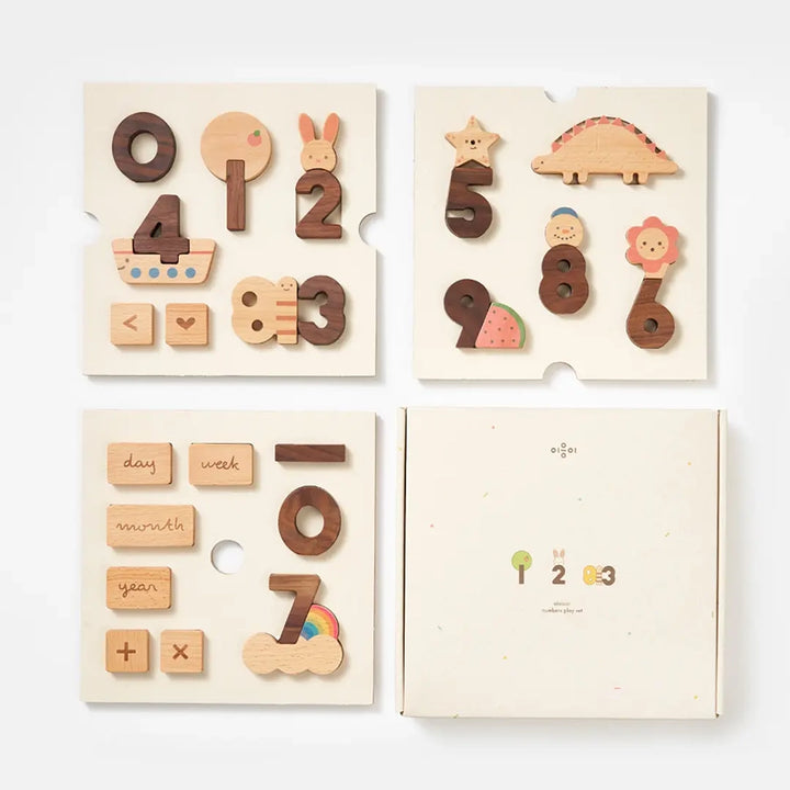 oioiooi Wooden Numbers Block Set Children's Early Learning Toy