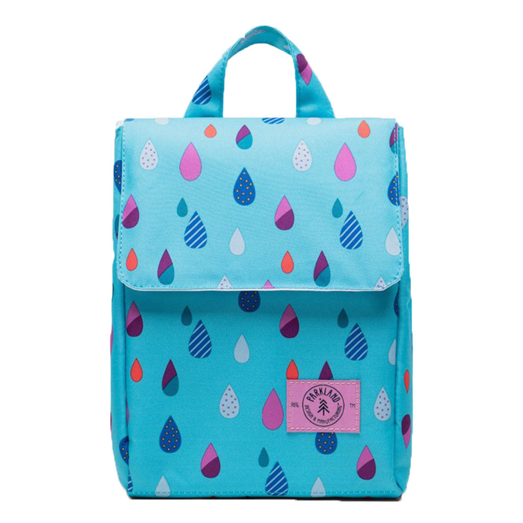 Parkland Children's Arcade Lunch Bag puddles light blue purple pink rain drops 