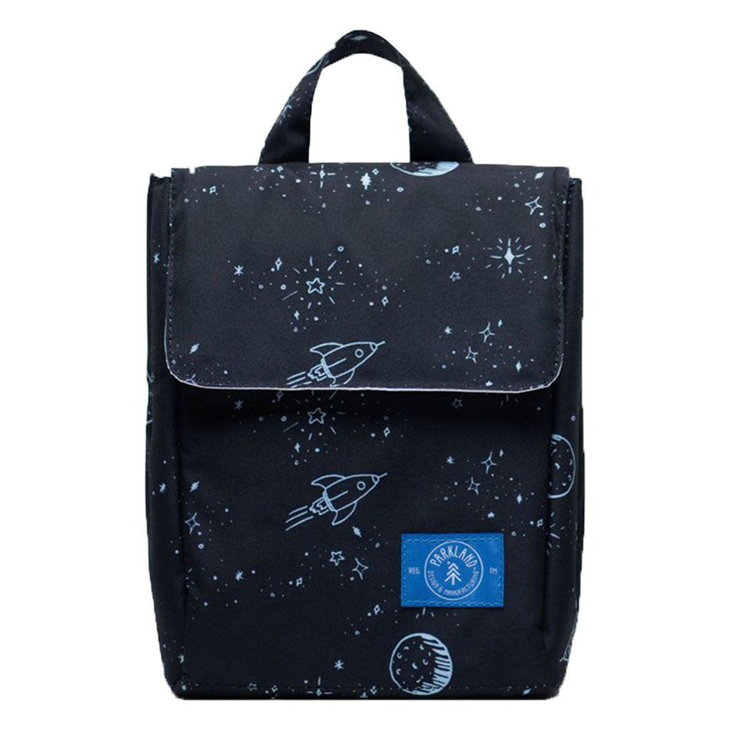 Parkland Children's Arcade Lunch Bag space dreams black stars white constellations