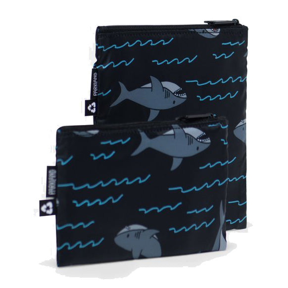 Parkland Sharks Snack Bag Duo Children's Reusable & Eco-Friendly Set black grey 