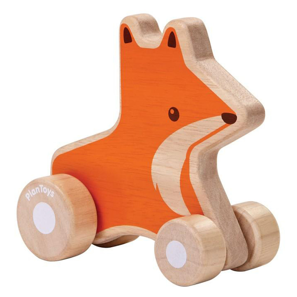 PlanToys Wooden Wheelie Push Children's Toy fox orange 