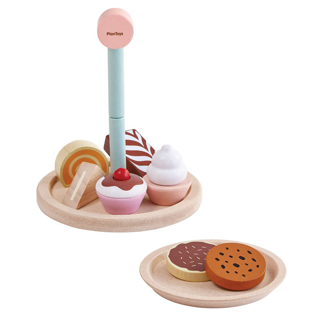lifestyle_1, Plan Toys Children's Pretend Play Food Bakery Stand Set multicolored sweets treat