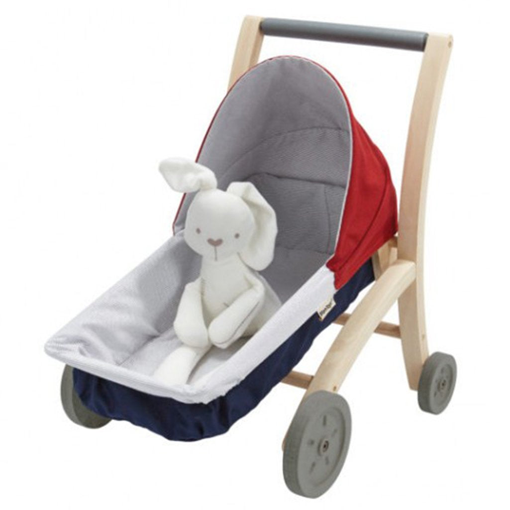 lifestyle_2, Plan Toys Children's Pretend Play Doll Stroller Pram Push Along Toy grey white navy