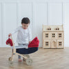 lifestyle_3, Plan Toys Children's Pretend Play Doll Stroller Pram Push Along Toy grey white navy