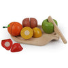 Plan Toys Assorted Wooden Pretend Play Food Fruit Set multicolored 5 fruit knife board