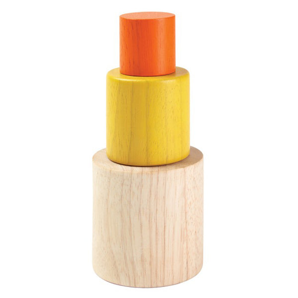 Plan Toys Infant Baby Wooden Nesting Cylinder Stacking Toy Set beige natural yellow orange