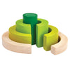 Plan Toys Children's Wooden Curve Blocks Stacking & Sorting Set beige natural green light medium dark