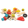 Plan Toys Children's Imaginative Wooden Construction Set  40-piece multicolored tools nut bolts wrench screwdriver