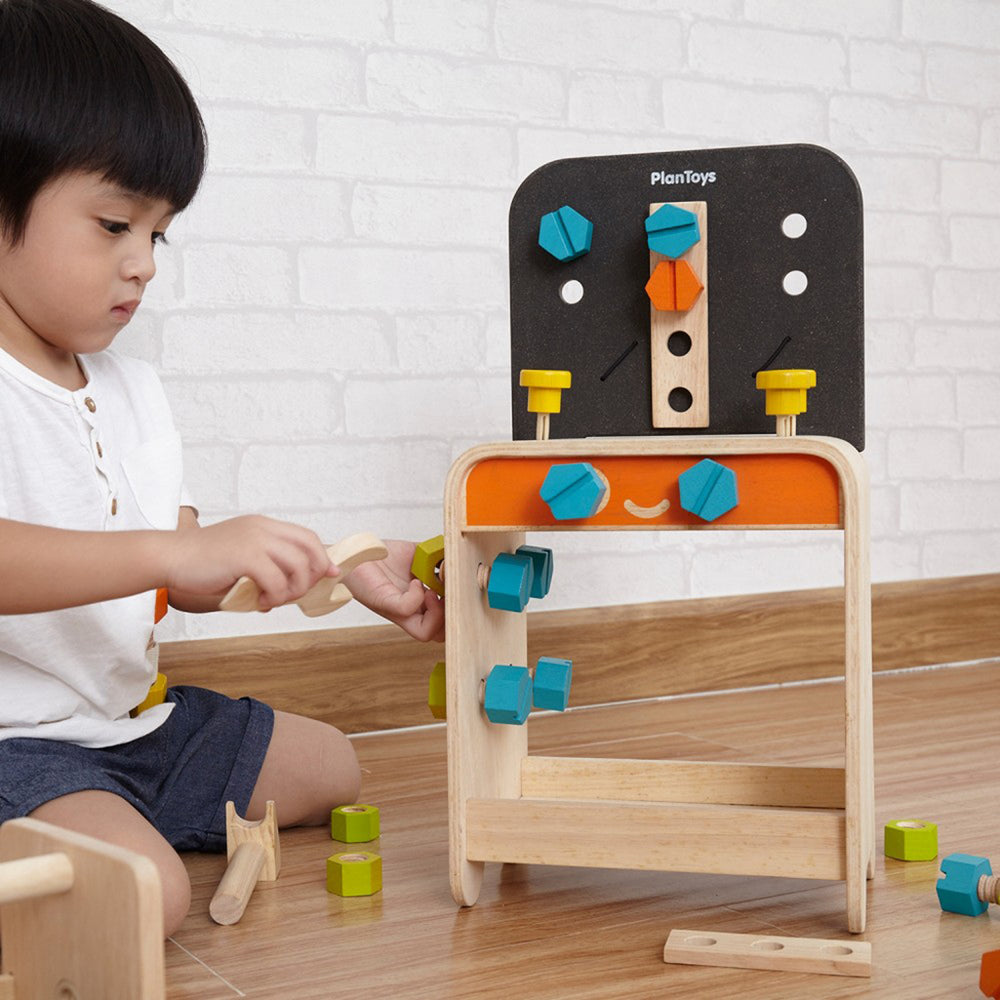 lifestyle_1, Plan Toys Children's Pretend Play Wooden Workbench & Tool Set multicolored