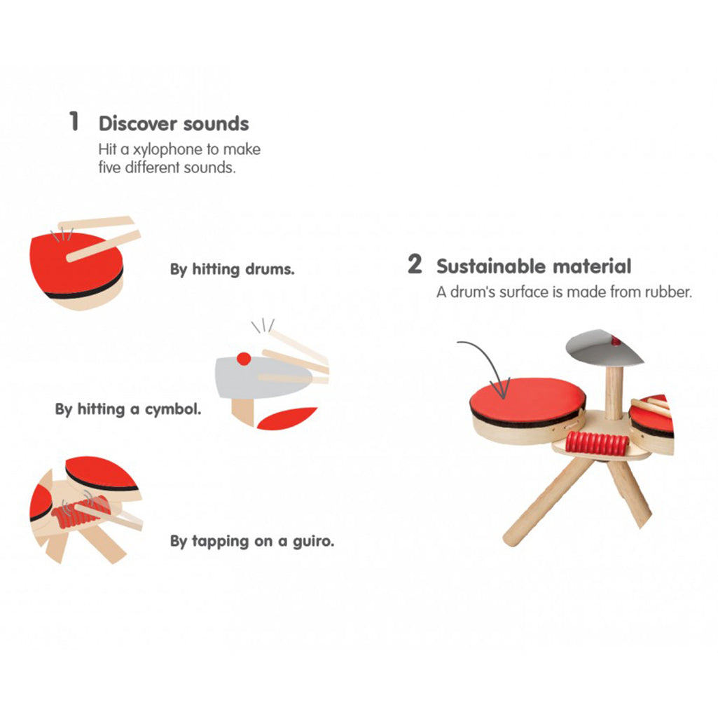 lifestyle_2, Plan Toys Children's Wooden Musical Band Set Toy red additional details