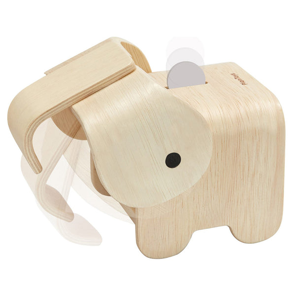 Plan Toys Children's Wooden Elephant Bank Money & Coin Saving Jar  beige natural 