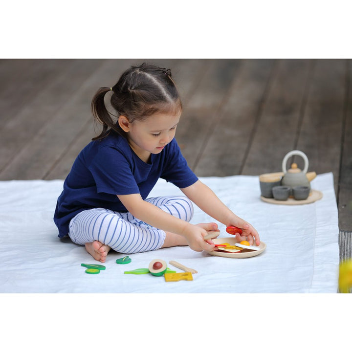 PlanToys breakfast menu play kitchen set