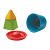 lifestyle_1, Plan Toys Creative Sand Play Children's Water Set Outdoor Toy four molds red donut blue bucket yellow pyramid green square