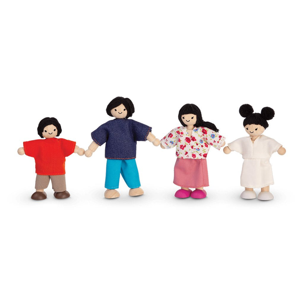 Plan Toys Asian Doll Family Children's Pretend Play Doll Set Toys father mother two children multicolored 