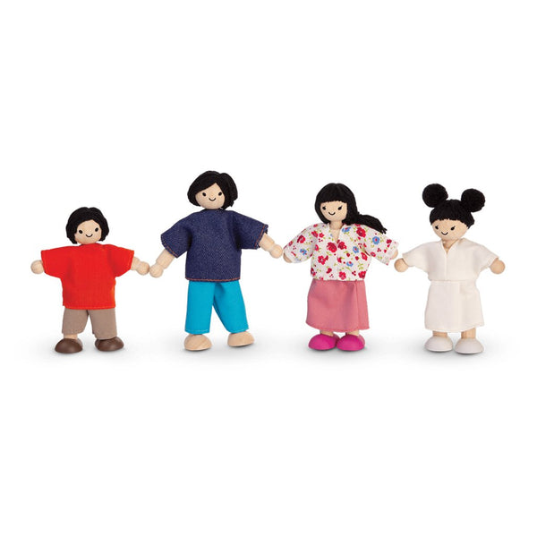 Plan Toys Asian Doll Family Children's Pretend Play Doll Set Toys father mother two children multicolored 