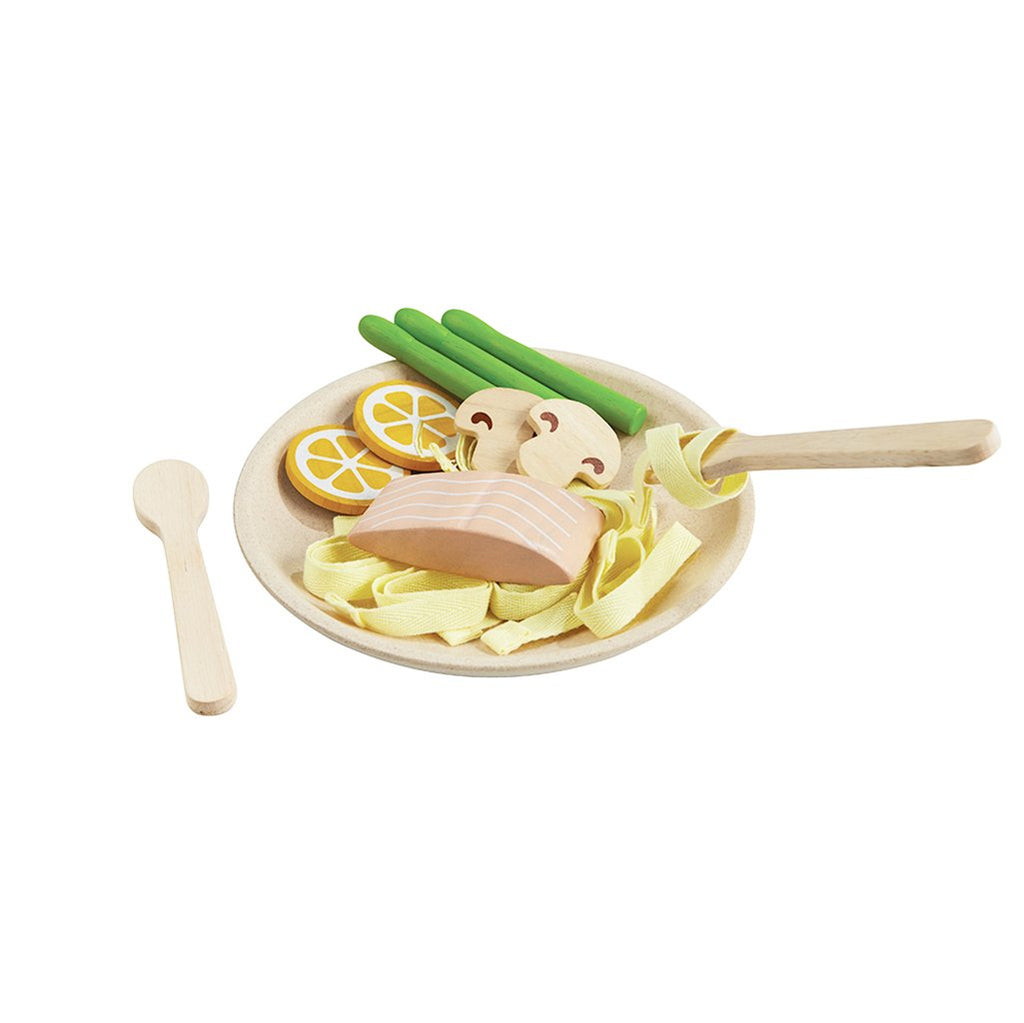 lifestyle_1, Plan Toys Pasta Children's Pretend Play Kitchen Food Toy salmon lemonds asparagus