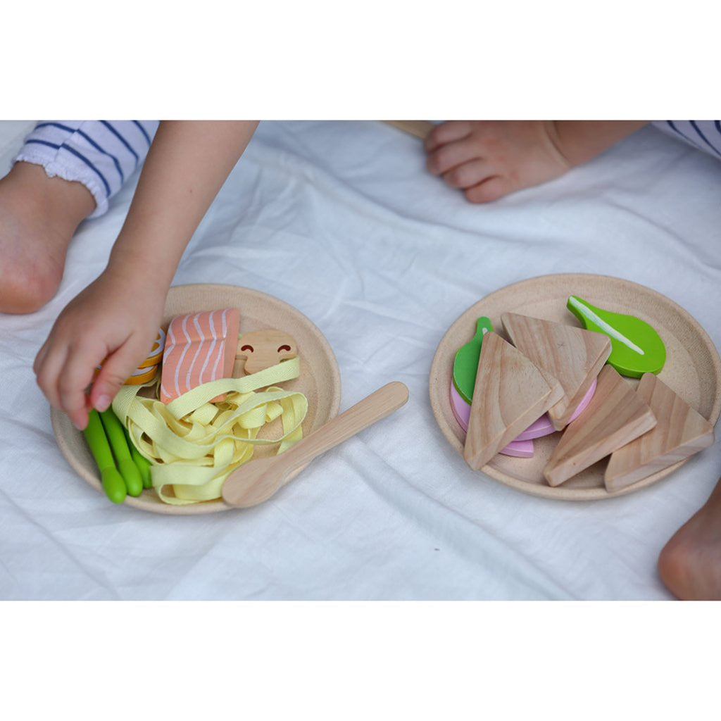 lifestyle_3, Plan Toys Pasta Children's Pretend Play Kitchen Food Toy salmon lemonds asparagus
