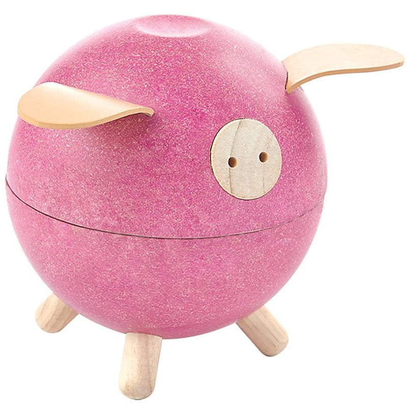 Plan Toys Children's Wooden Piggy Bank Money & Coin Saving Jar pink 