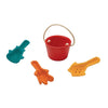 lifestyle_1, Plan Toys Sand Play Set Children's Water Play Outdoor Toy 3 scoops textured and bucket red