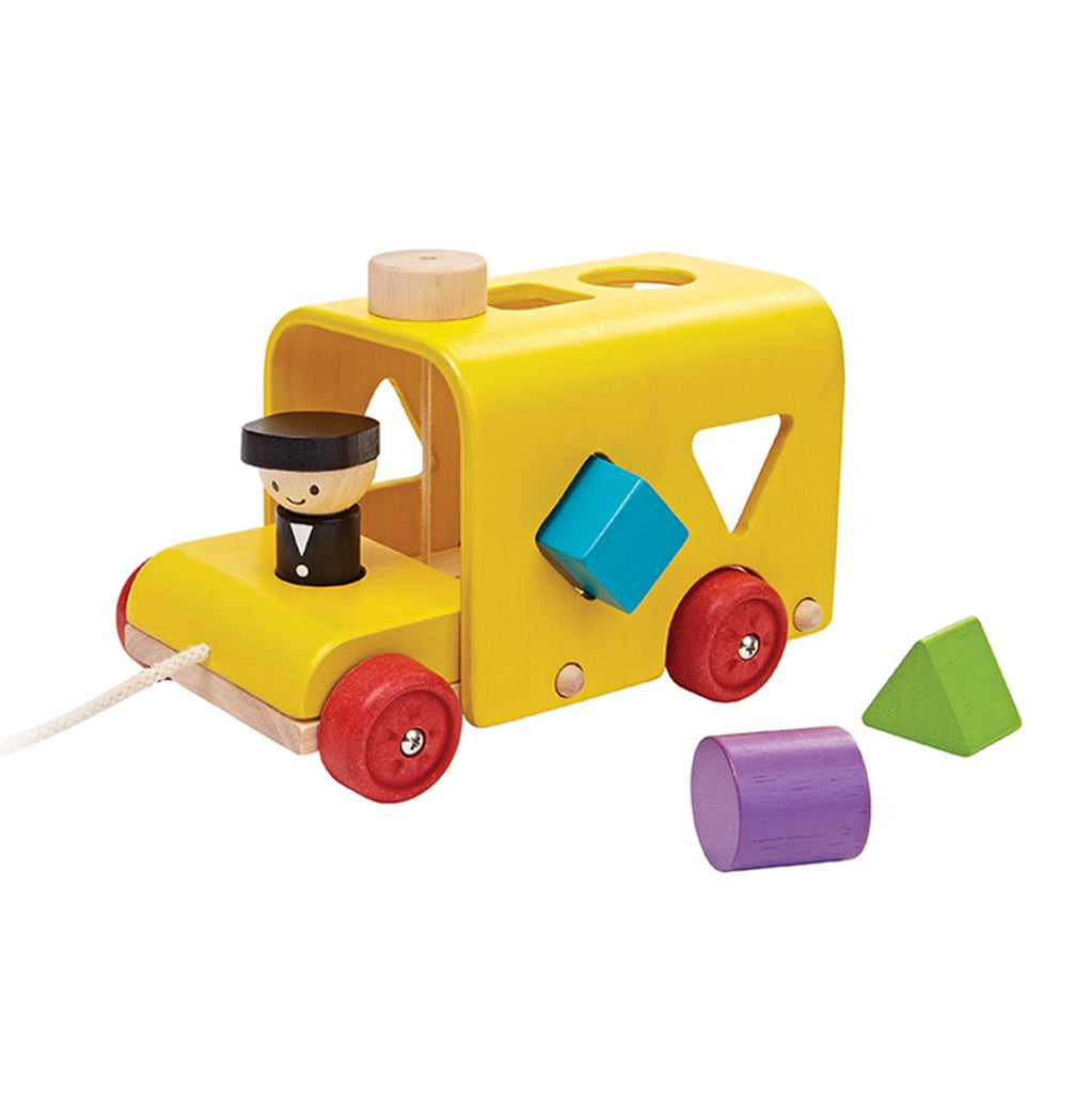 lifestyle_2, Plan Toys Sorting Bus Children's Push & Pull Early Development Toy yellow multicolored shaped blocks