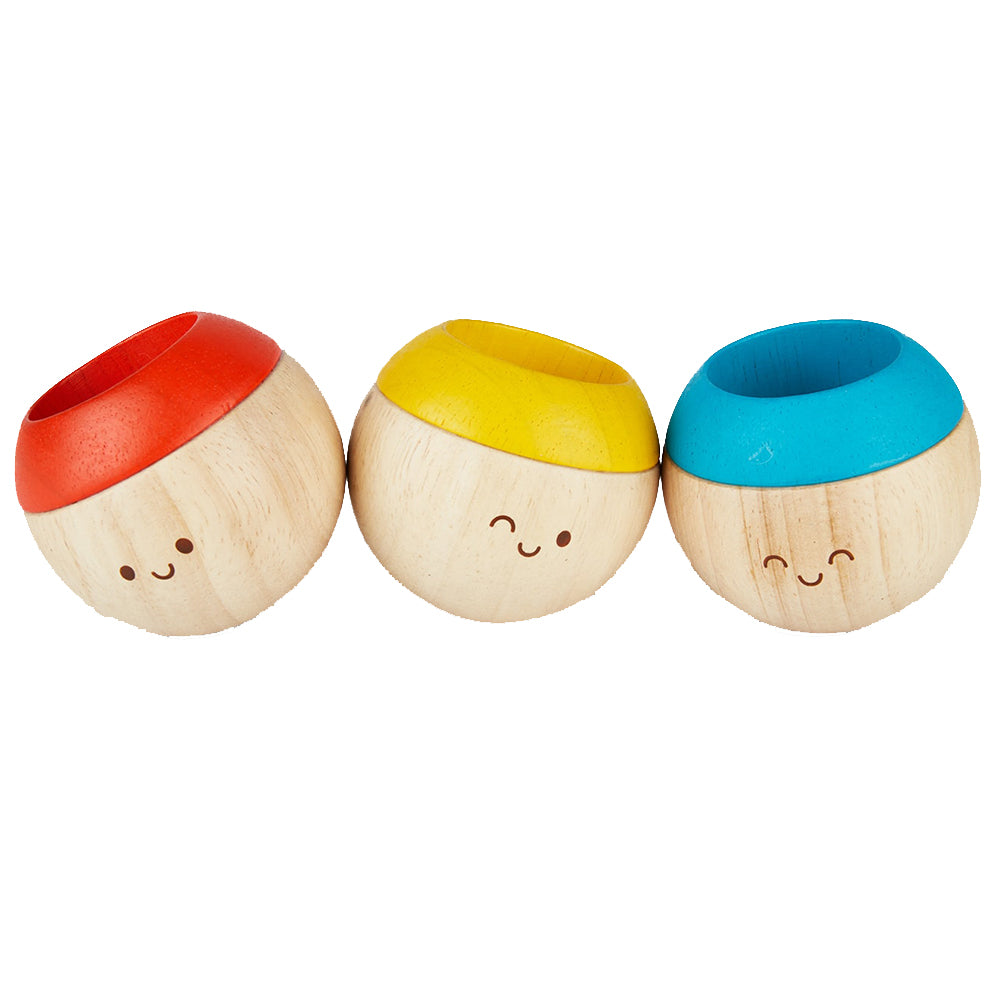 lifestyle_1, PlanToys Wooden Infant Baby Sensory Developing Tumbling Toy Set  red yellow blue smiley faces