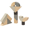 PlanToys Children's Build & Transform Wooden Twisted Blocks black grey natural beige