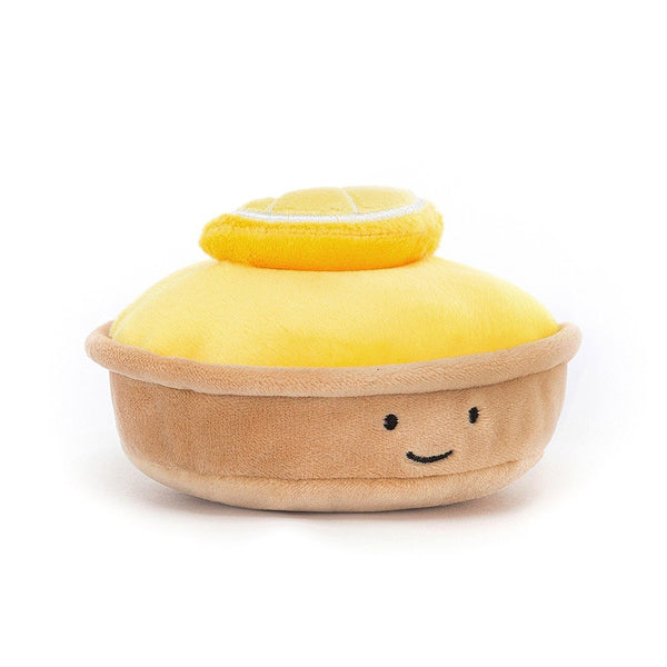 Jellycat Pretty Patisserie Tarte Au Citron Kid's Stuffed Plush Toy little pie with yellow filling and a lemon on top